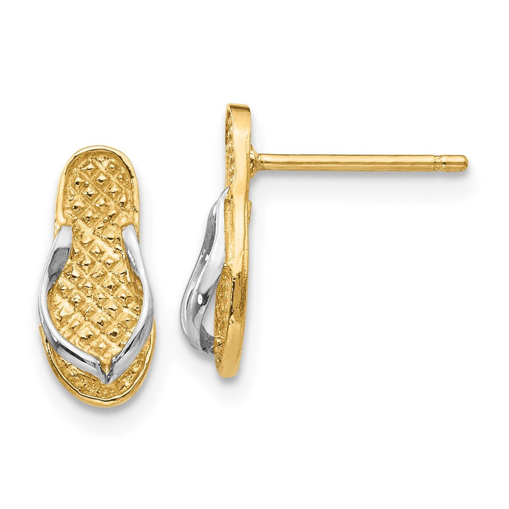 14k Yellow Gold and Rhodium Flip Flop Drop & Dangle Earrings