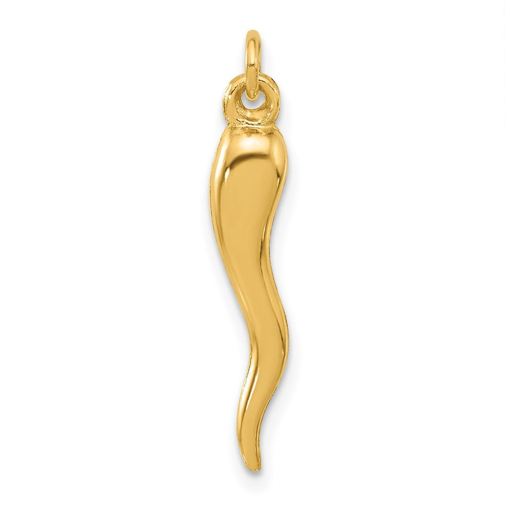 14k Yellow Gold Polished Hollow Italian Horn Pendant