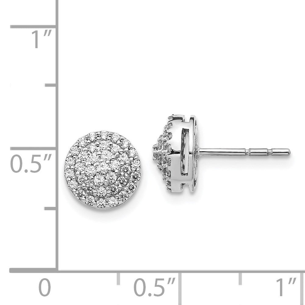14k White Gold Diamond Round Cluster Stud Earrings