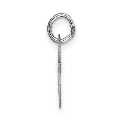 14k White Gold Small Fancy Script Letter E Initial Charm Pendant