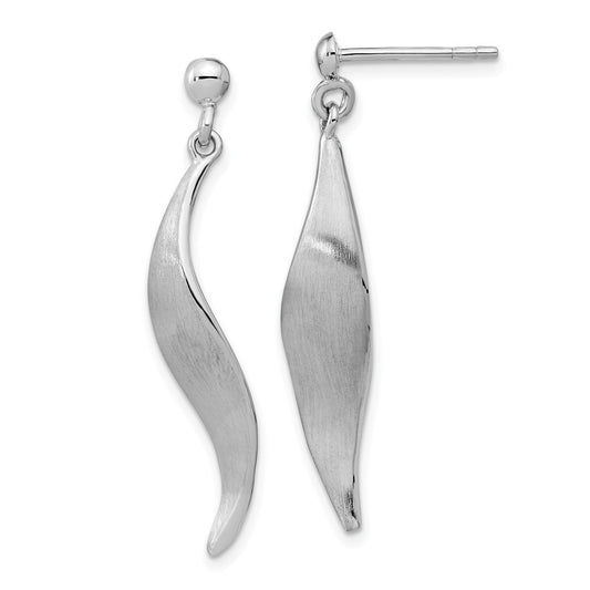 Sterling Silver RH-plated Brushed Dangle Earrings