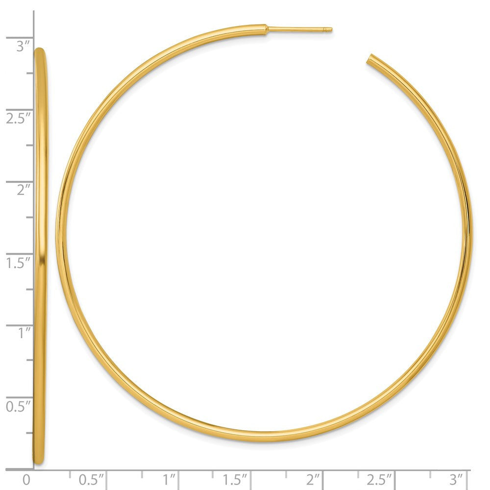 14k Yellow Gold Polished 2.0 x 75mm Tube C-Hoop Earrings