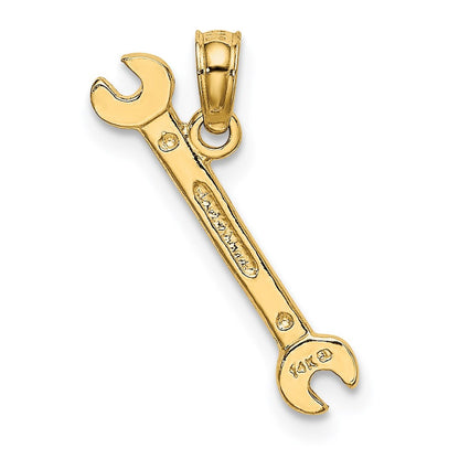14k Yellow Gold 3-D Double Open-Ended Wrench Charm Pendant