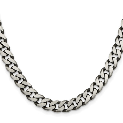 Sterling Silver Antiqued 7.5mm Curb Chain Necklace 18"