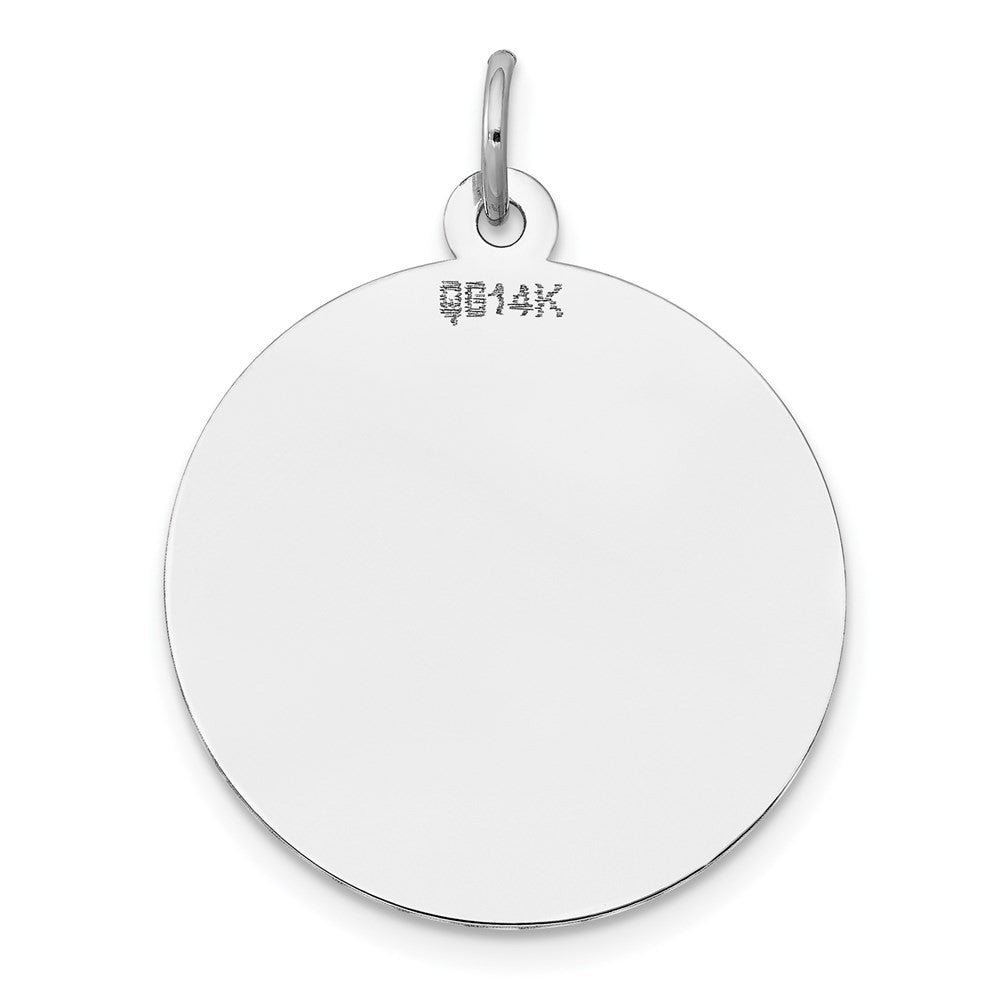 14k White Gold Round Disc Charm Pendant