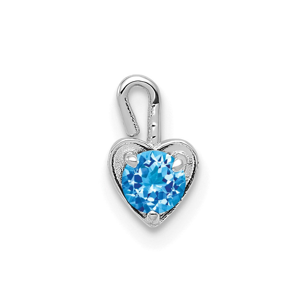 14k White Gold December Synthetic Birthstone Heart Charm Pendant