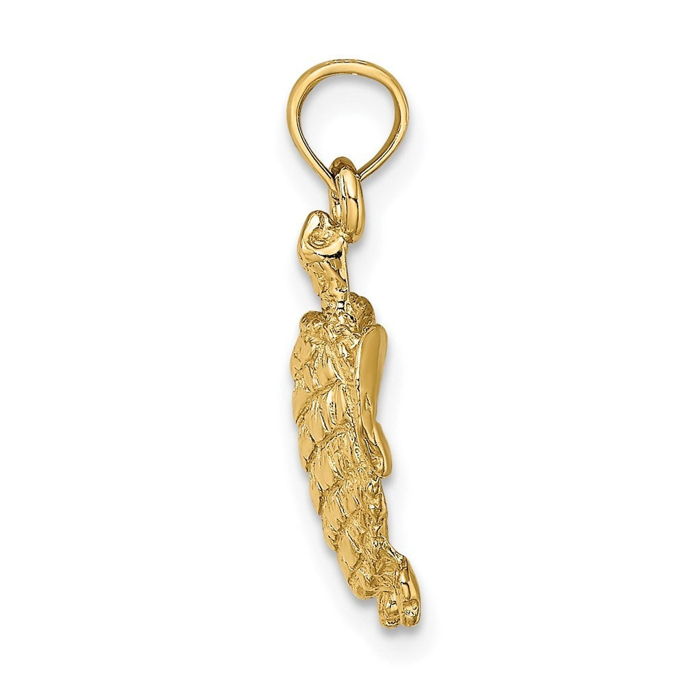 14k Yellow Gold Textured Sea Turtle Charm Pendant