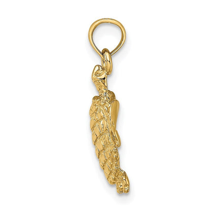 14k Yellow Gold Textured Sea Turtle Charm Pendant