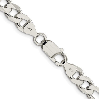 Sterling Silver Rhodium-plated 7.25mm Pav� Flat Figaro Chain Necklace 30"