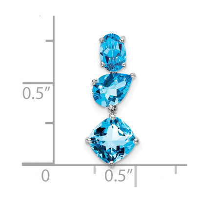 14k White Gold Blue Topaz & Sky Blue Chain Slide