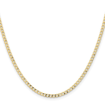 14k Yellow Gold 2.85mm Semi-Solid Curb with Lobster Clasp Chain Necklace 24"