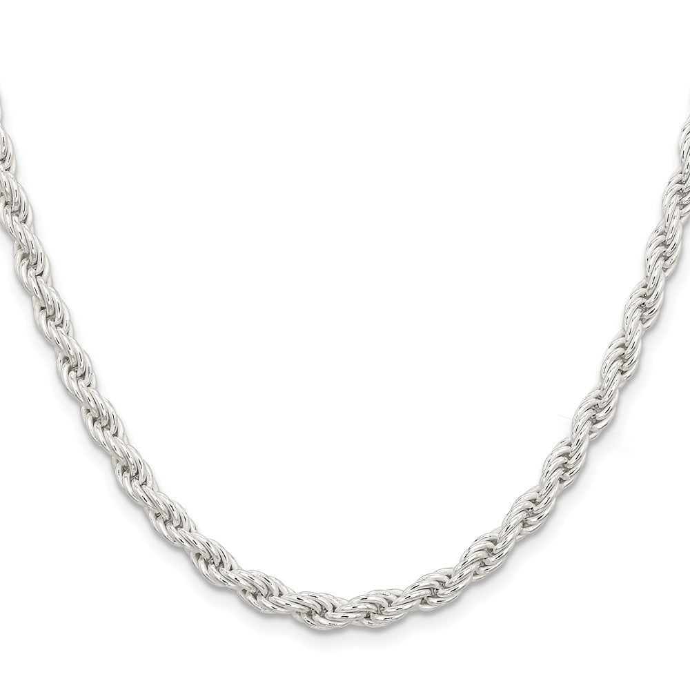 Sterling Silver 5mm Solid Rope Chain Necklace 22"