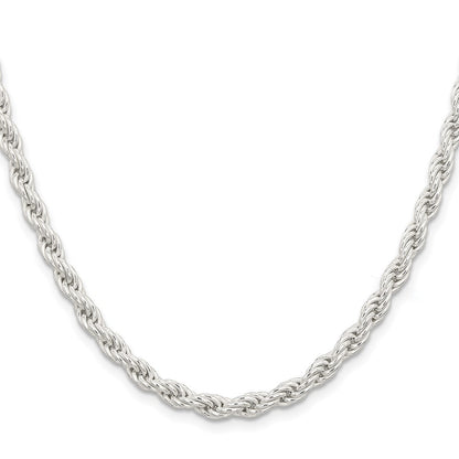 Sterling Silver 5mm Solid Rope Chain Necklace 22"