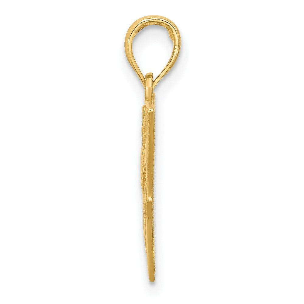 14k Yellow Gold Polished Triangle Caduceus Charm Pendant