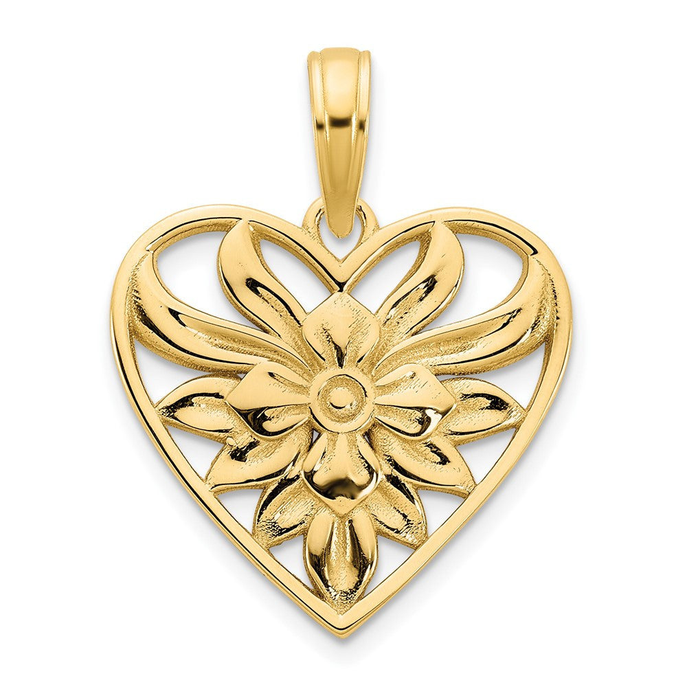 14k Yellow Gold Fancy Heart Pendant