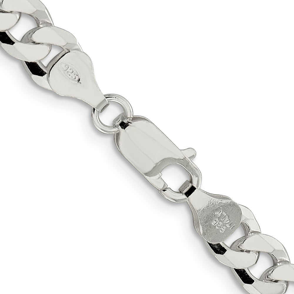 Sterling Silver 7mm Beveled Curb Chain Necklace 24"