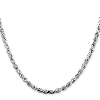 Sterling Silver 4.25mm Diamond-cut Rope Chain Necklace 20"