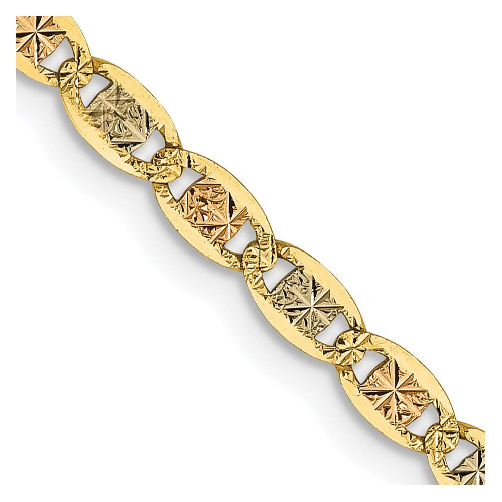 14k Tri-color Gold 2.75mm Valentino with Lobster Clasp Chain Necklace 20"