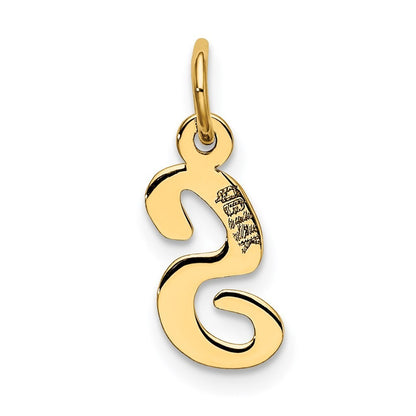 14k Yellow Gold Small Script Letter S Initial Charm Pendant