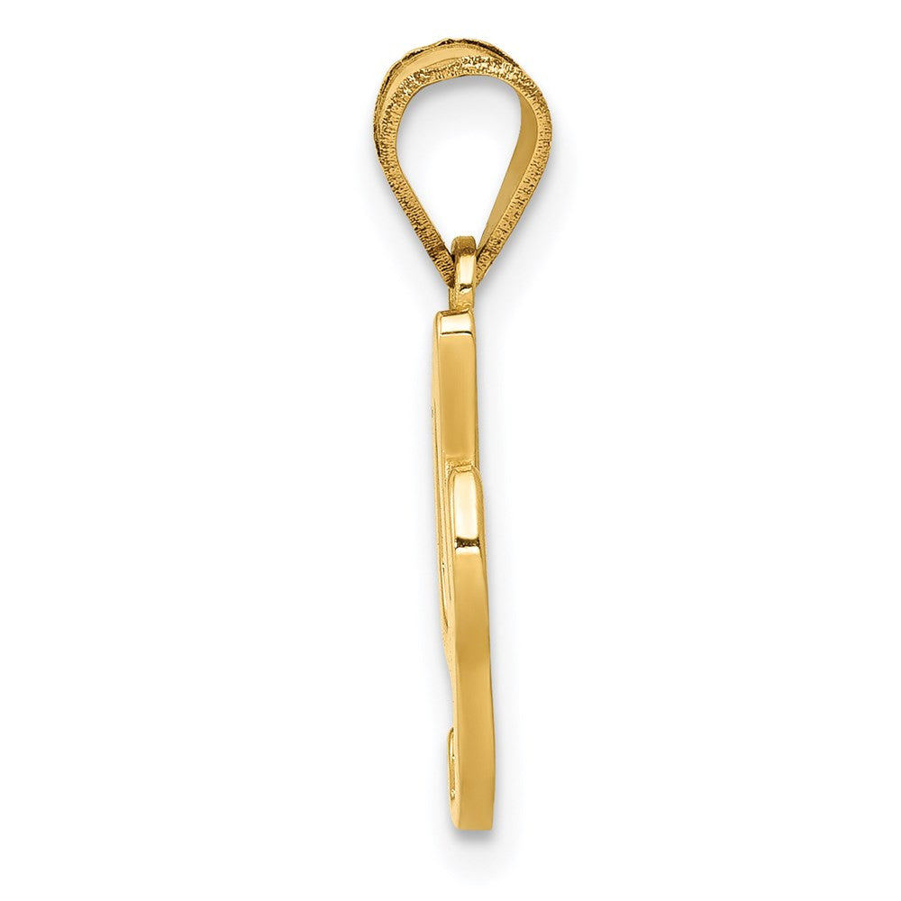 14k Yellow Gold Script Letter I Initial Pendant