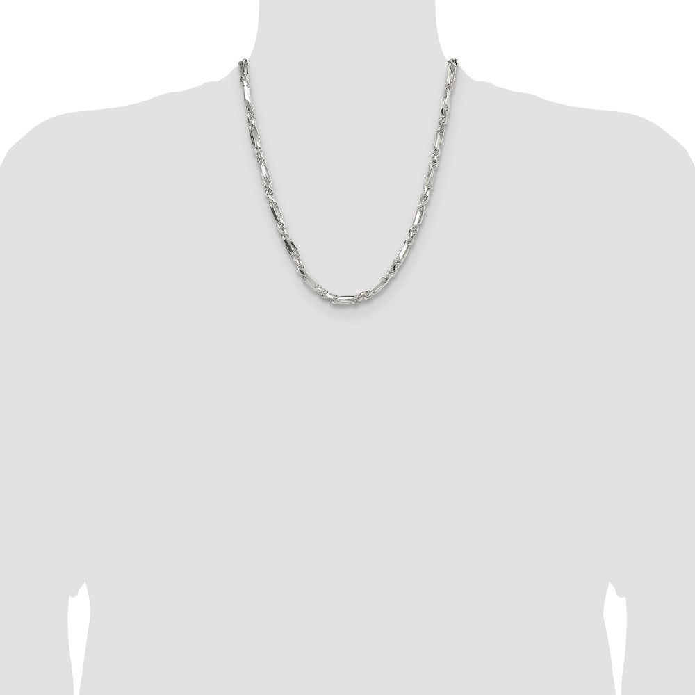 Sterling Silver 4.75mm Diamond-Cut Figarope Chain Necklace 22"