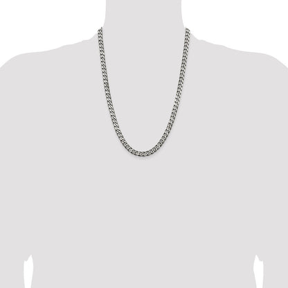 Sterling Silver Antiqued 6.5mm Curb Chain Necklace 24"