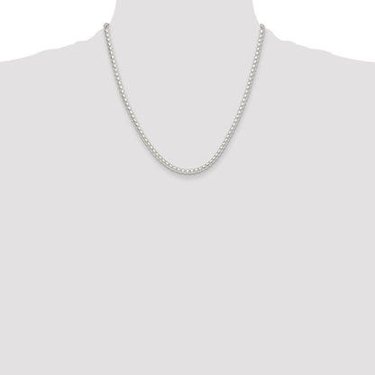 Sterling Silver Polished 4mm Round Box Chain Necklace 20"