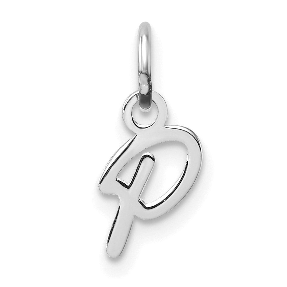 14k White Gold Uppercase Letter P Initial Charm Pendant