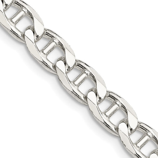 Sterling Silver 6.5mm Diamond-Cut Flat Anchor Curb Chain Necklace 20"
