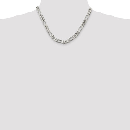 Sterling Silver 8mm Figaro Chain Necklace 18"