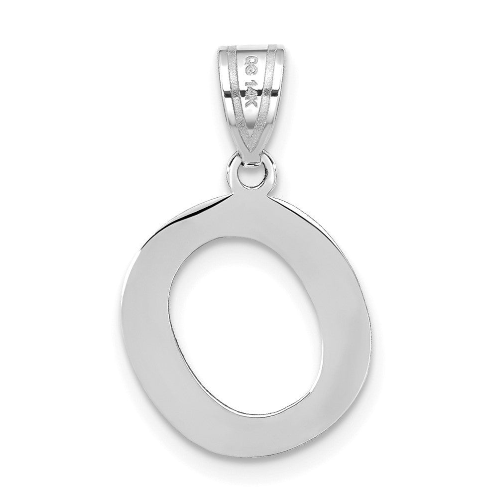 14k White Gold Polished Bubble Letter O Initial Pendant