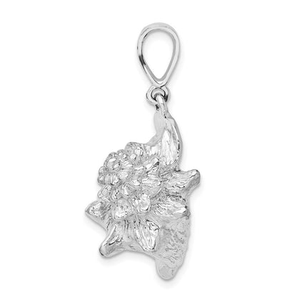 Sterling Silver Rhodium-Plated Polished 3D Conch Shell Pendant