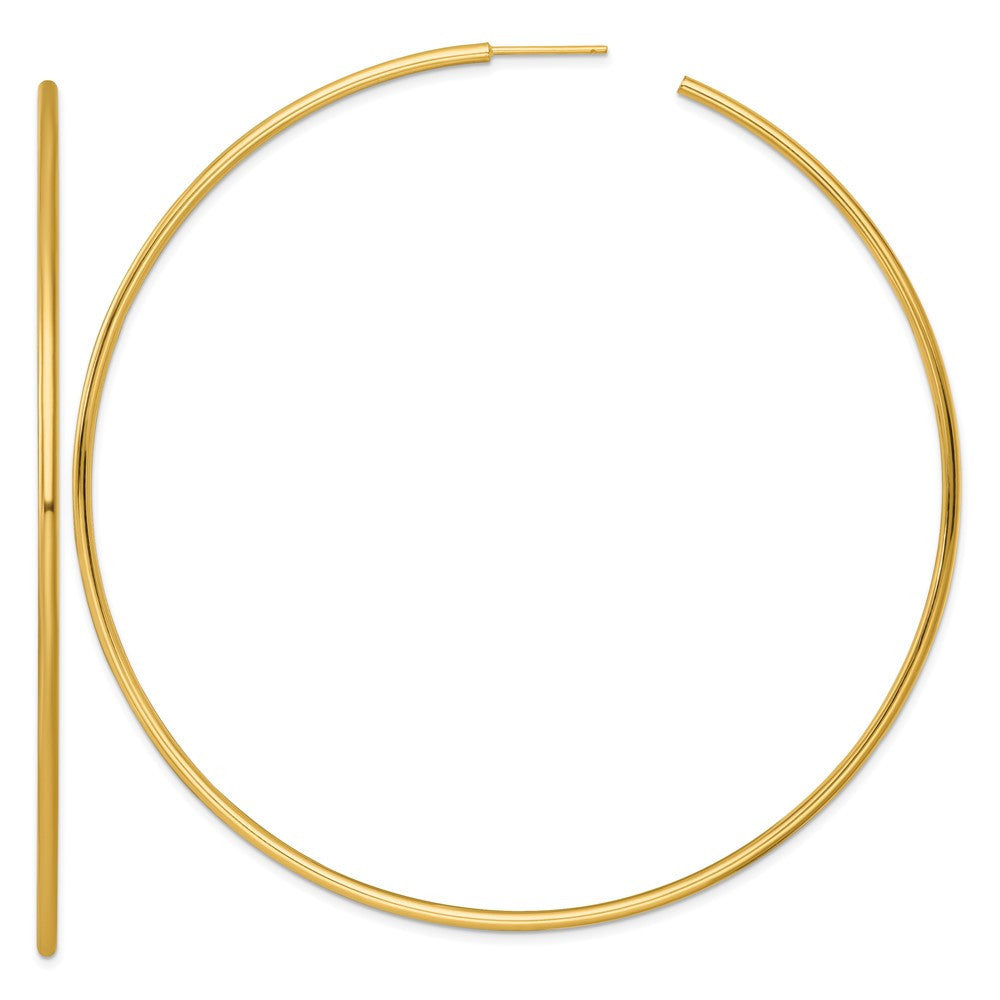 14k Yellow Gold Polished 2.0 x 90mm Tube C-Hoop Earrings
