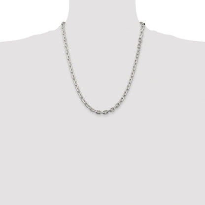 Sterling Silver Rhodium-plated 5.4mm Beveled Oval Cable Chain Necklace 22"