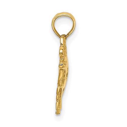 14k Yellow Gold Polished Playful Cow Charm Pendant