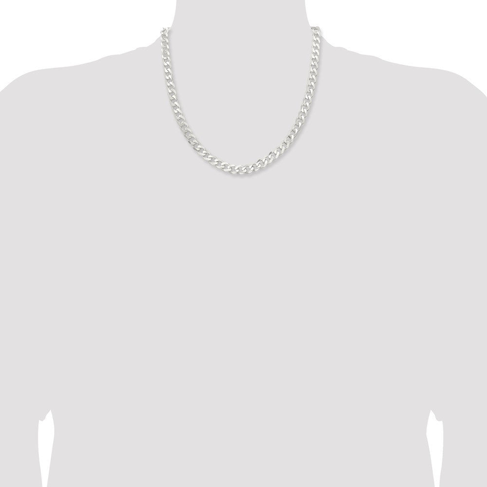 Sterling Silver 7.5mm Curb Chain Necklace 20"