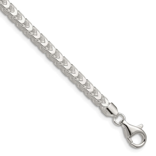 Sterling Silver 4.7mm Diamond-Cut Square Franco Chain Necklace 20"
