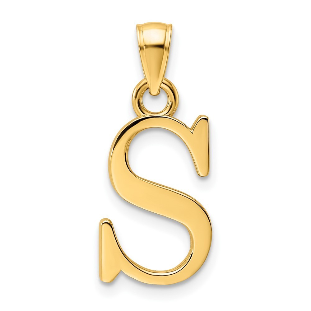 14k Yellow Gold Polished Letter S Pendant