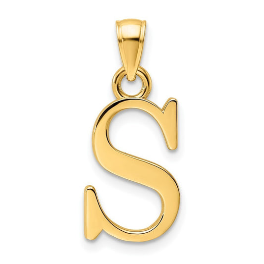 14k Yellow Gold Polished Letter S Pendant