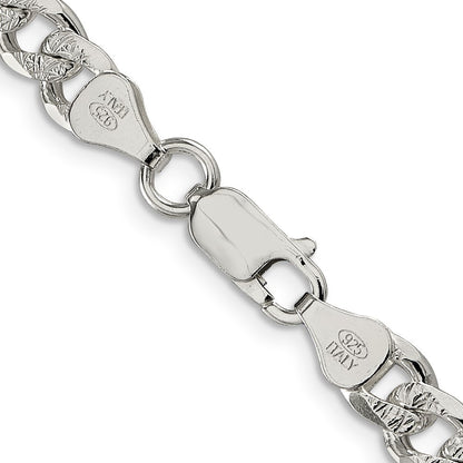 Sterling Silver 7mm Pav� Curb Chain Necklace 22"