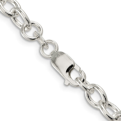 Sterling Silver 6.8mm Oval Cable Chain Necklace 24"