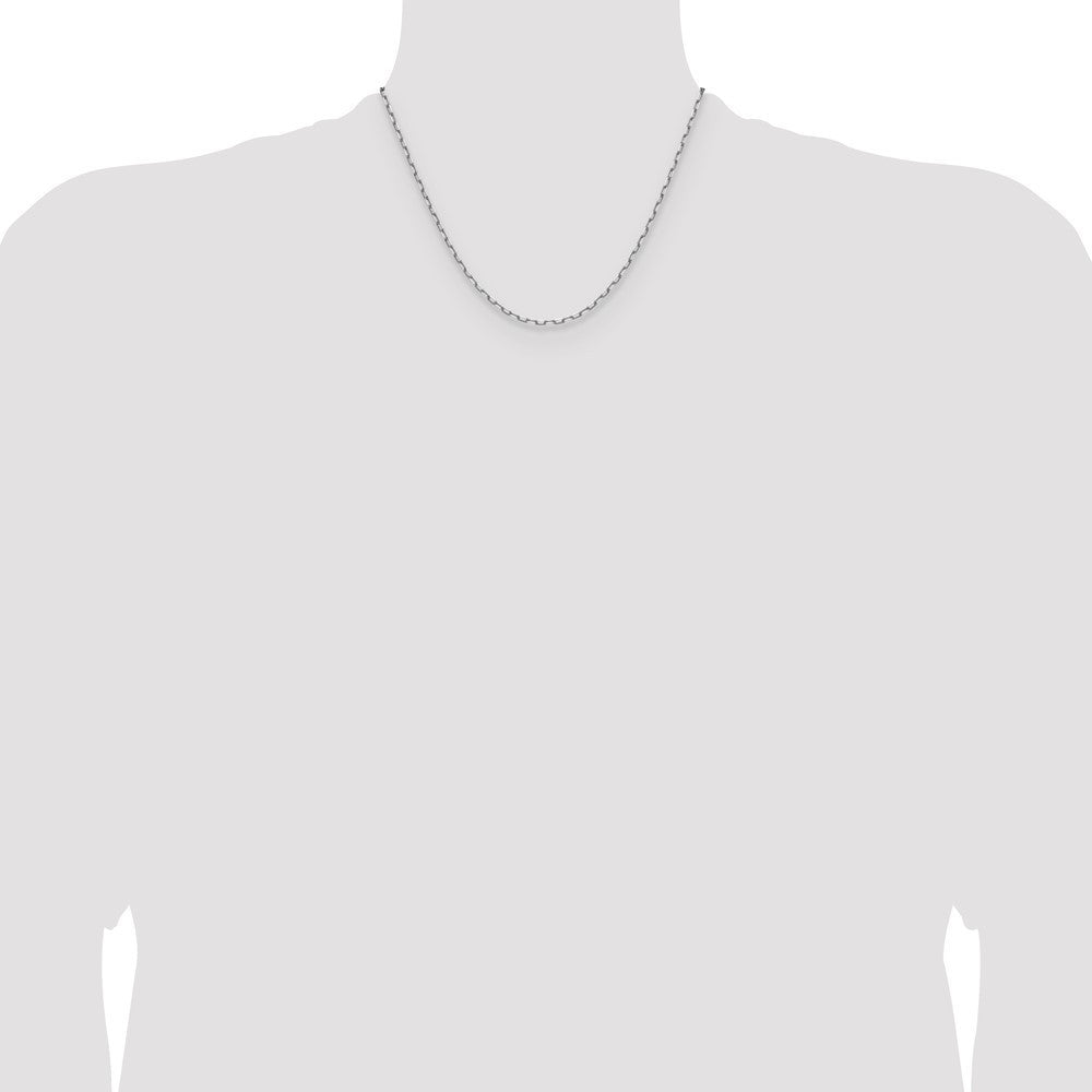 14k White Gold 2.1mm Solid Beveled Paperclip Chain Necklace 18"