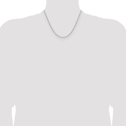 14k White Gold 2.1mm Solid Beveled Paperclip Chain Necklace 18"