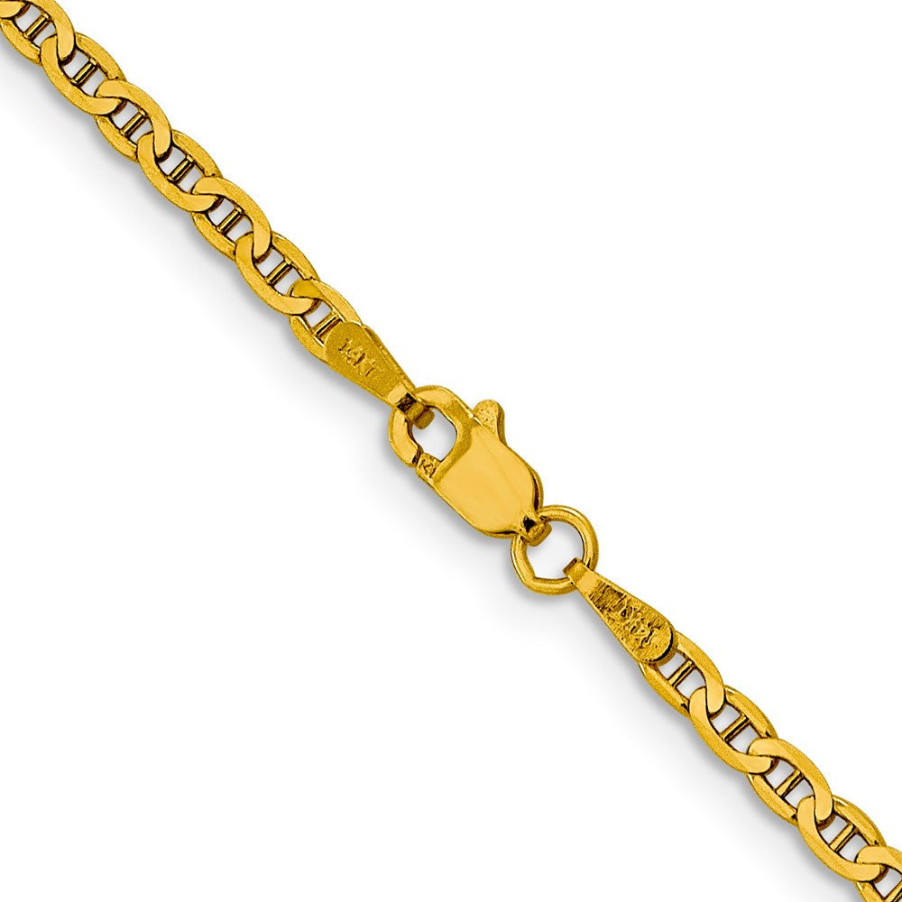 14k Yellow Gold 2.4mm Concave Anchor with Lobster Clasp Chain Necklace 18"