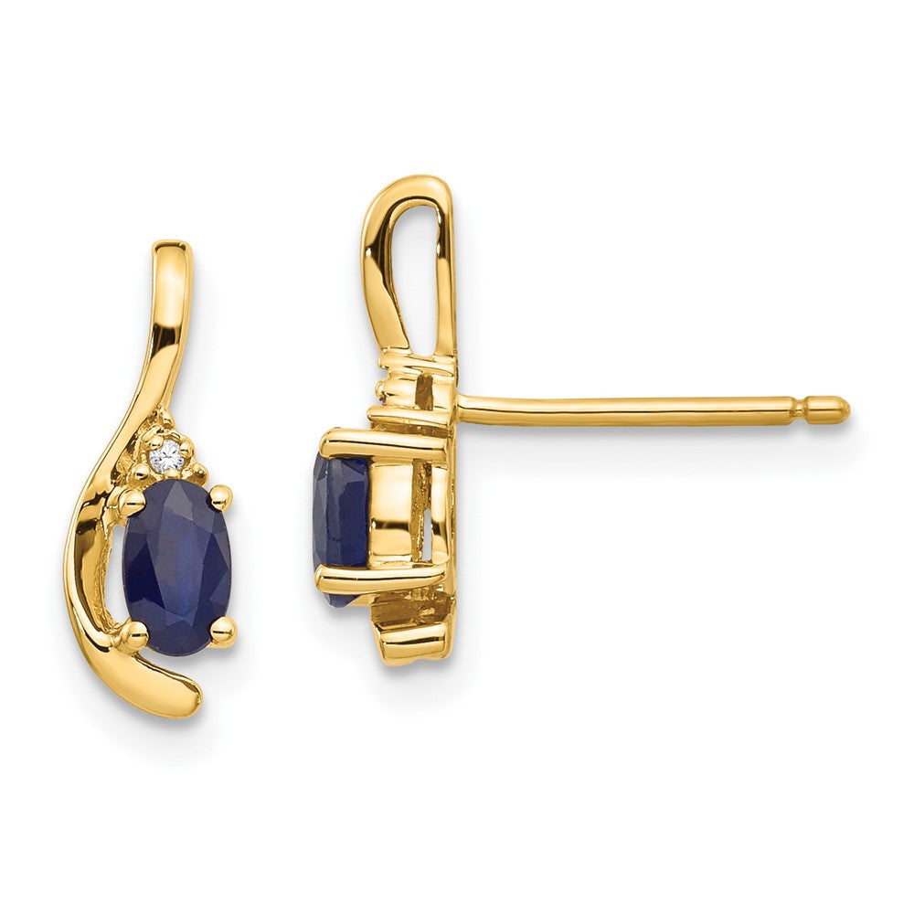 14k Yellow Gold Sapphire and Diamond Drop & Dangle Earrings