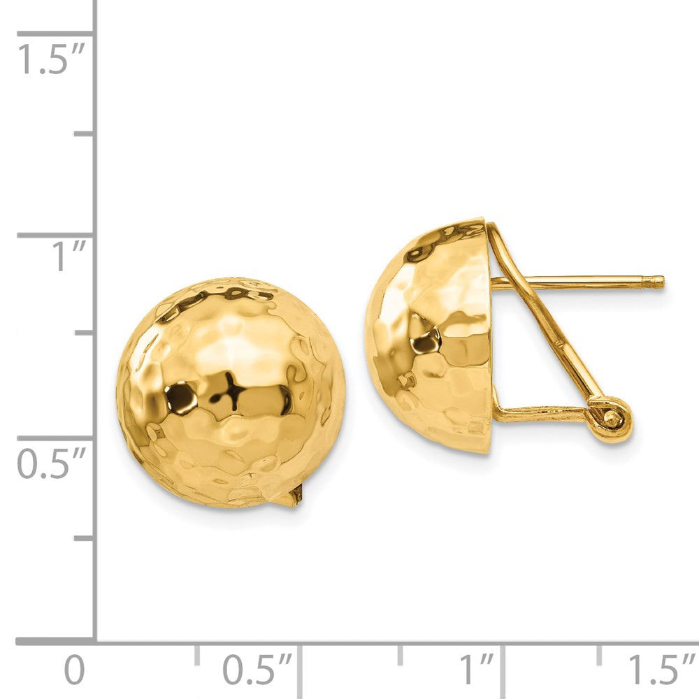 14k Yellow Gold Hammered Omega Back Stud Earrings