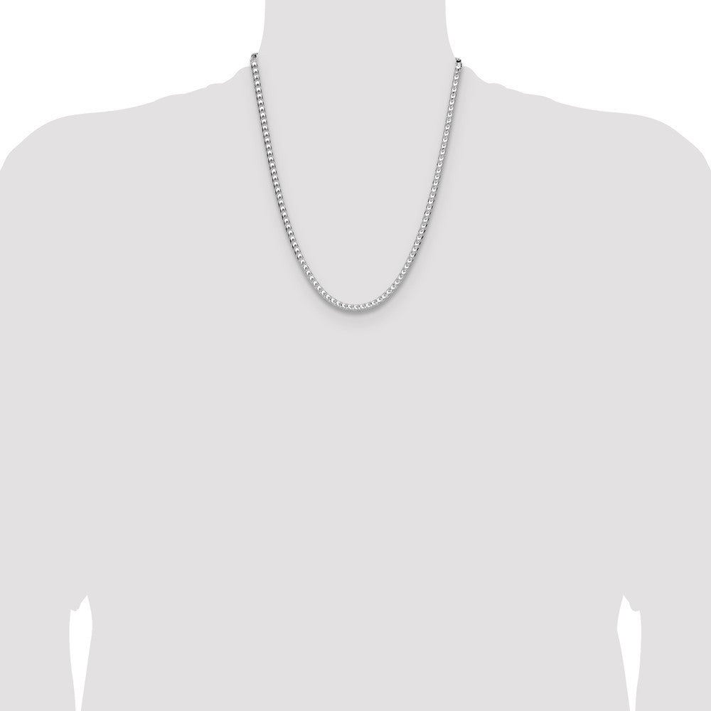 Sterling Silver 4.7mm Diamond-Cut Square Franco Chain Necklace 22"
