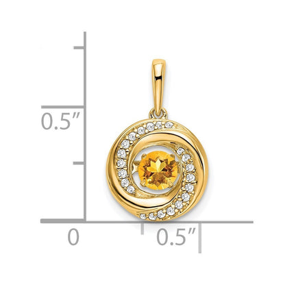 14k Yellow Gold Round Citrine and Diamond Pendant