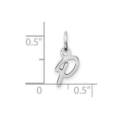 14k White Gold Uppercase Letter P Initial Charm Pendant