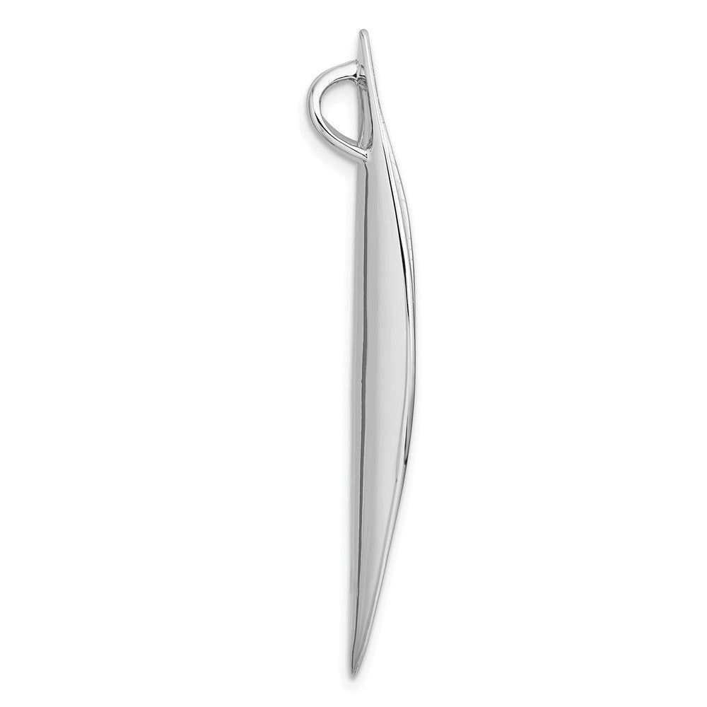 Sterling Silver SS Rhodium-plated Polished and Brushed Fancy Chain Slide Pendant
